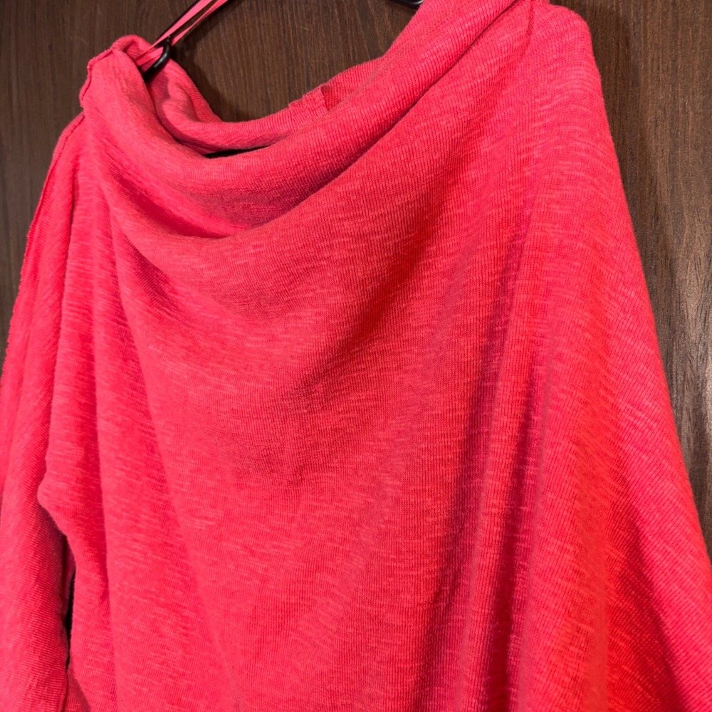 We The Free Free People One Shoulder Cowl Neck Oversized Sweater Top Pink m - Picture 2 of 5